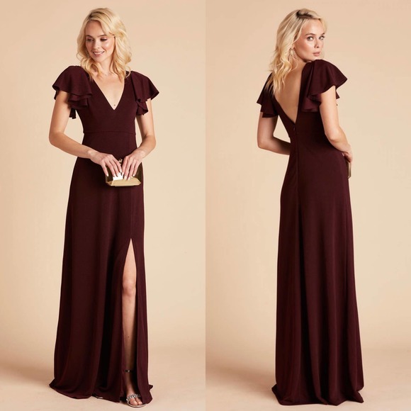 Birdy Grey Hannah Flutter Sleeve Crepe Dress in Cabernet Size XL - Picture 1 of 6